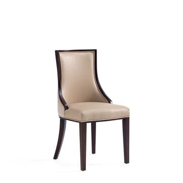 Grand Faux Leather and Velvet Dining Chair in Tan (set of 4) - Ornate Home