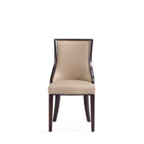 Grand Faux Leather and Velvet Dining Chair in Tan (set of 4) - Ornate Home