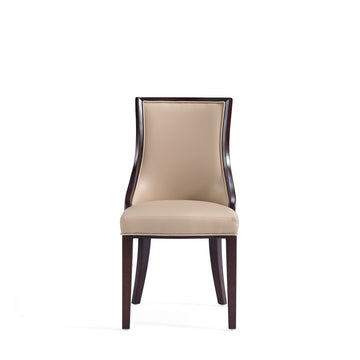 Grand Faux Leather and Velvet Dining Chair in Tan (set of 4) - Ornate Home