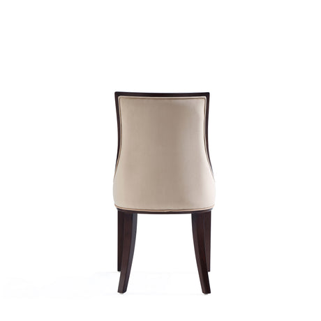 Grand Faux Leather and Velvet Dining Chair in Tan (set of 4) - Ornate Home