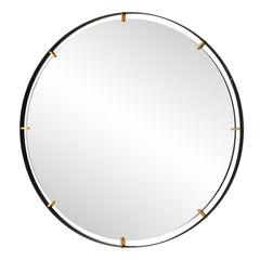 Grand Pendulum Black/Gold Round Mirror - Ornate Home