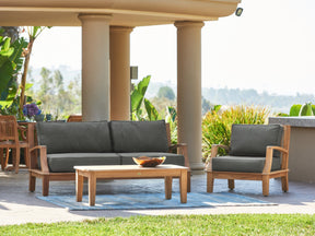 Grande 4-Piece Teak Charcoal Outdoor Patio Deep Seating Set with Sunbrella® Cushion - Ornate Home