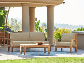 Grande 4-Piece Teak Fawn Outdoor Patio Deep Seating Set with Sunbrella® Cushion - Ornate Home