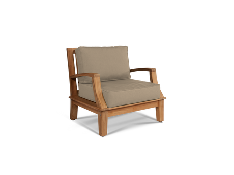 Grande 4-Piece Teak Fawn Outdoor Patio Deep Seating Set with Sunbrella® Cushion - Ornate Home