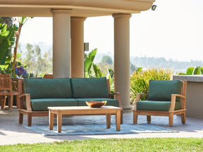 Grande 4-Piece Teak Fern Green Outdoor Patio Deep Seating Set with Sunbrella® Cushion - Ornate Home