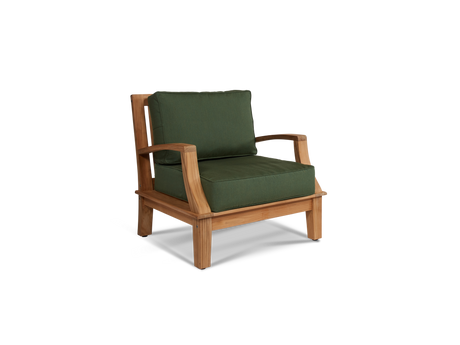 Grande 4-Piece Teak Fern Green Outdoor Patio Deep Seating Set with Sunbrella® Cushion - Ornate Home