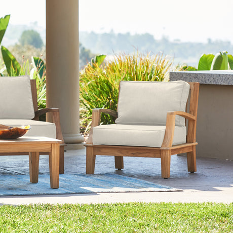 Grande Teak Canvas Outdoor Club Chair with Sunbrella® Cushion - Ornate Home