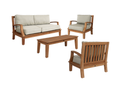 Grande Teak Canvas Outdoor Sofa with Sunbrella® Cushion - Ornate Home