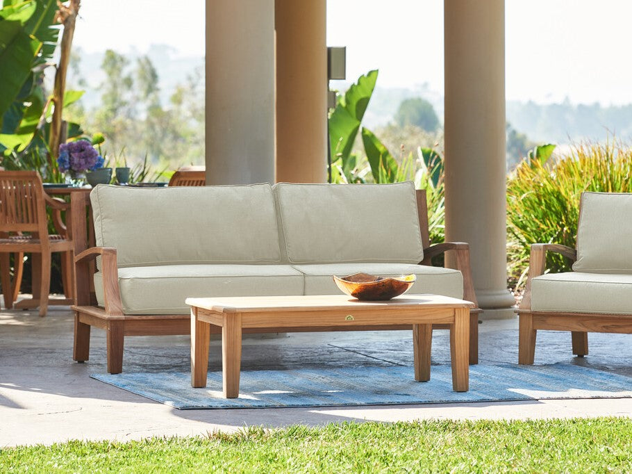 Grande Teak Canvas Outdoor Sofa with Sunbrella® Cushion - Ornate Home