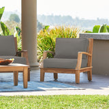 Grande Teak Charcoal Outdoor Club Chair with Sunbrella® Cushion - Ornate Home