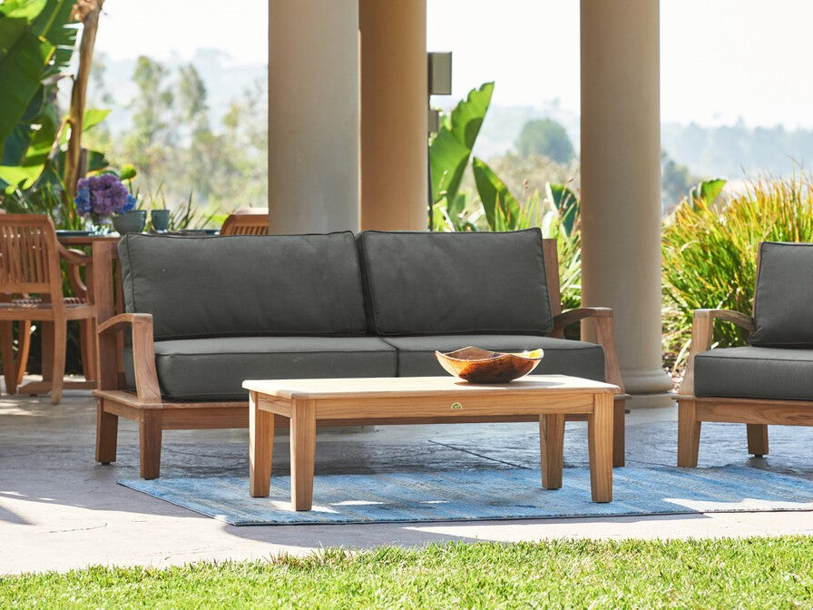 Grande Teak Charcoal Outdoor Sofa with Sunbrella® Cushion - Ornate Home