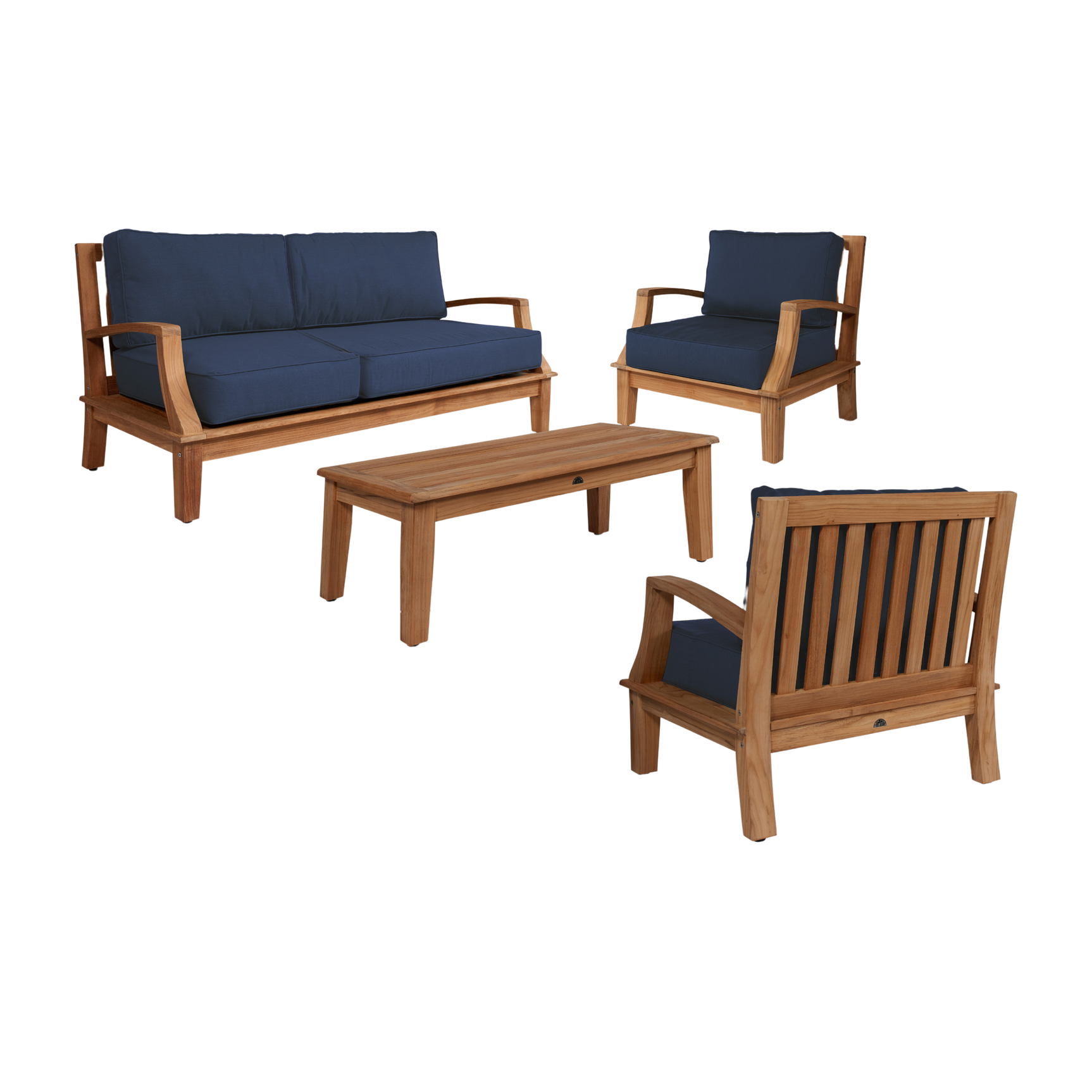 Grande Teak Navy Outdoor Club Chair with Sunbrella® Cushion - Ornate Home