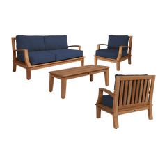 Grande Teak Navy Outdoor Club Chair with Sunbrella® Cushion - Ornate Home