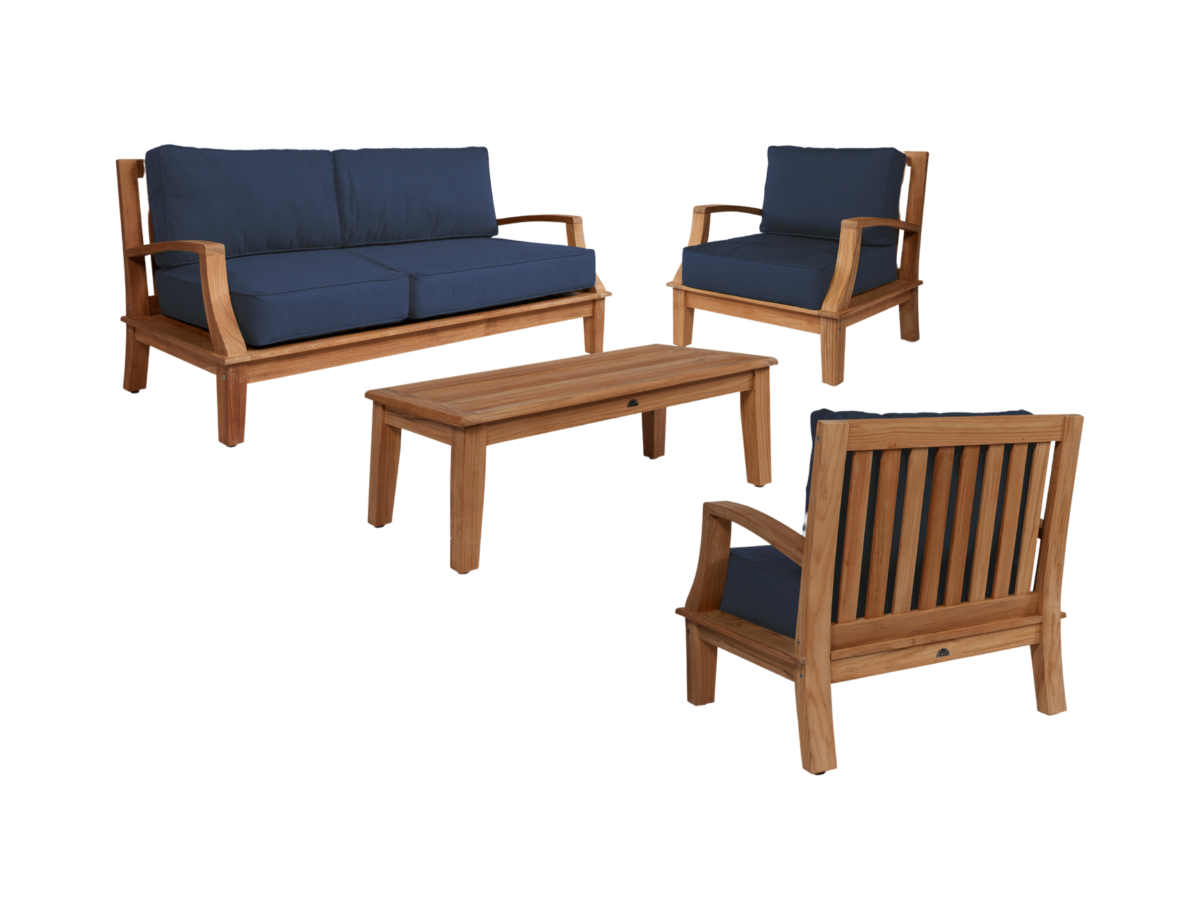 Grande Teak Navy Outdoor Sofa with Sunbrella® Cushion - Ornate Home