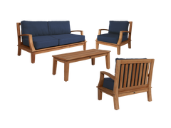 Grande Teak Navy Outdoor Sofa with Sunbrella® Cushion - Ornate Home