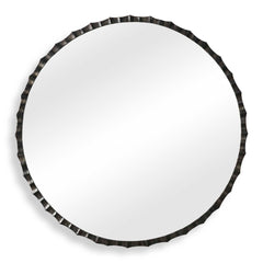 Grander Black/Gray Round Mirror - Ornate Home