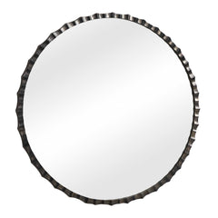 Grander Black/Gray Round Mirror - Ornate Home