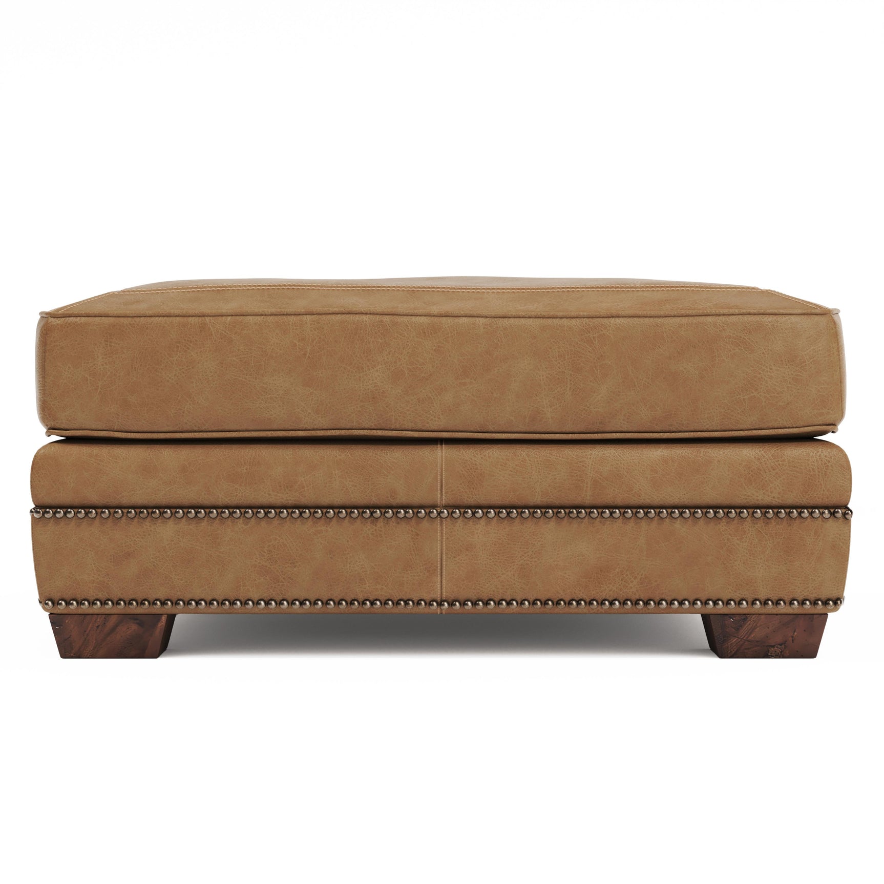 Grandview Brown Leather Ottoman - Ornate Home
