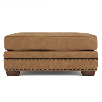 Grandview Brown Leather Ottoman - Ornate Home