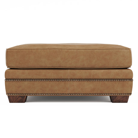 Grandview Brown Leather Ottoman - Ornate Home