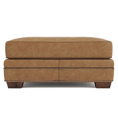 Grandview Brown Leather Ottoman - Ornate Home