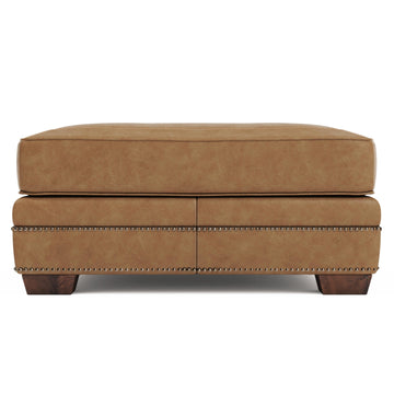 Grandview Brown Leather Ottoman - Ornate Home
