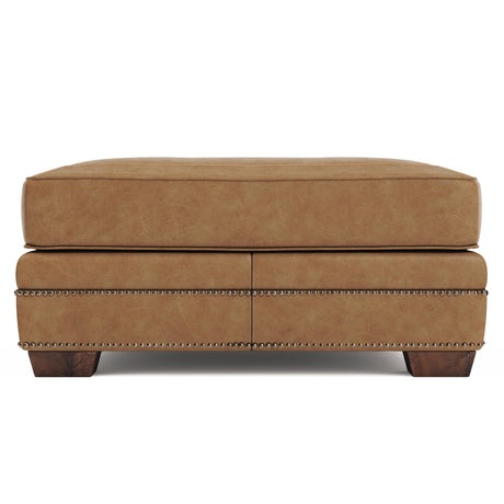 Grandview Brown Leather Ottoman - Ornate Home