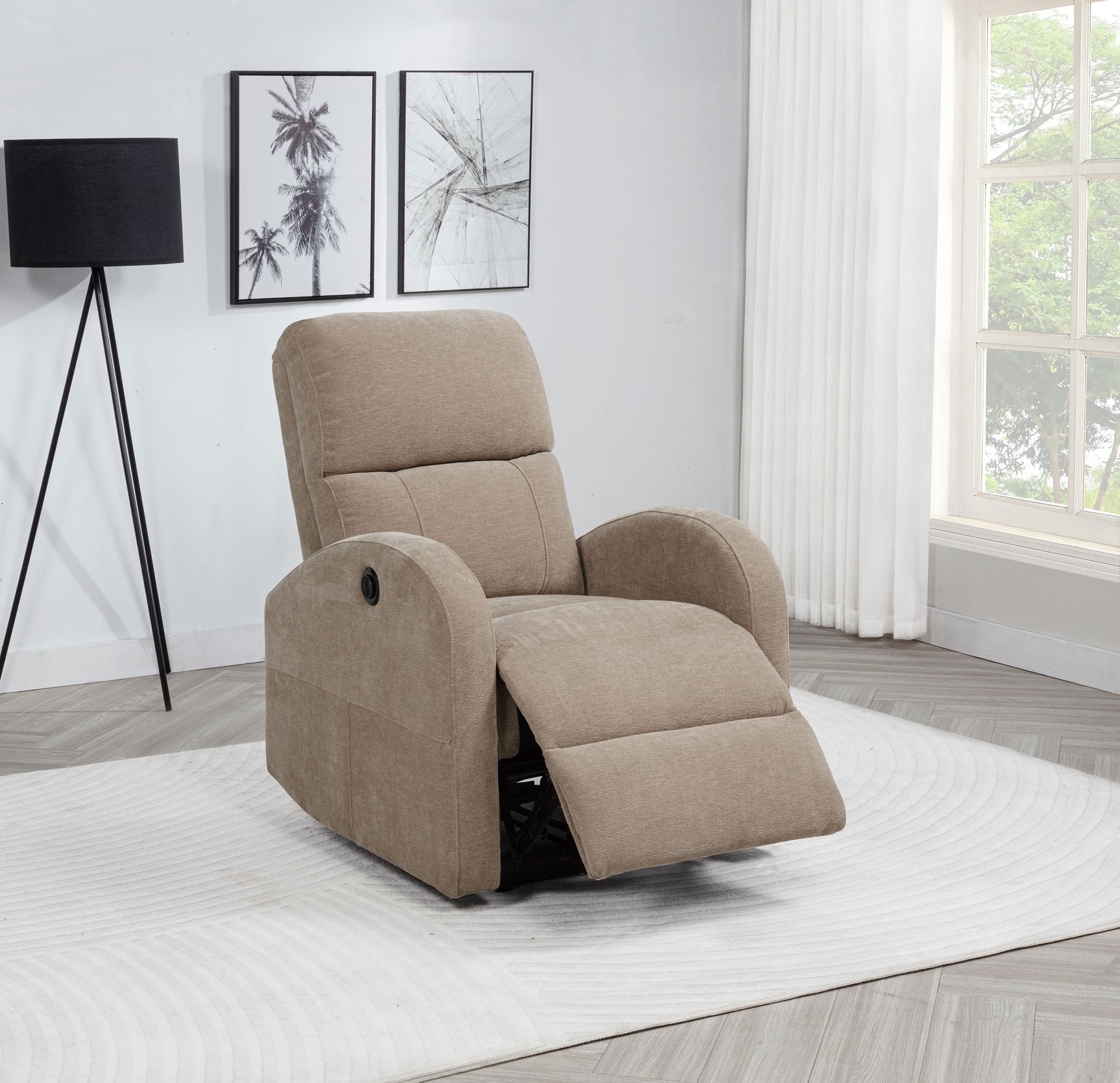 Grant Camel Fabric Upholstered Power Recliner Chair - Ornate Home