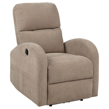 Grant Camel Fabric Upholstered Power Recliner Chair - Ornate Home