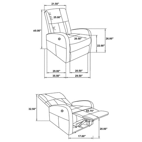 Grant Camel Fabric Upholstered Power Recliner Chair - Ornate Home