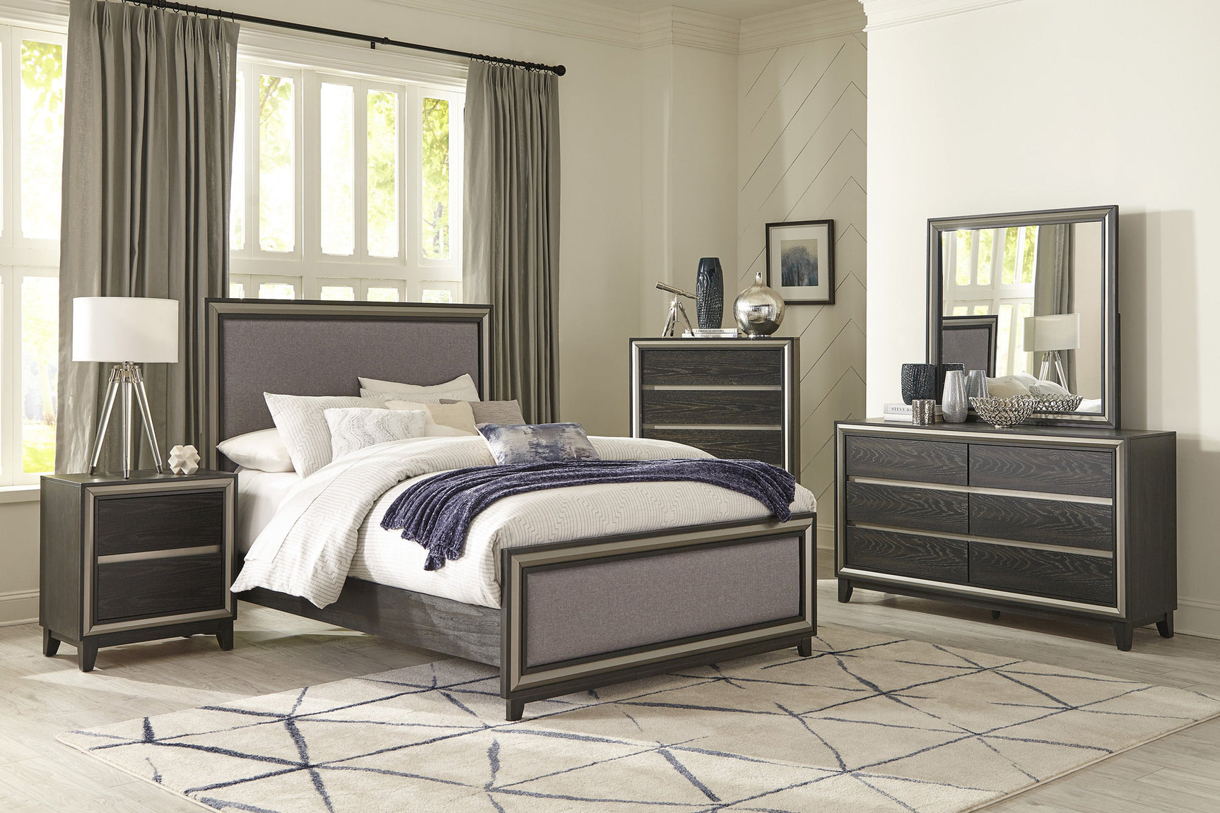 Grant Ebony/Silver California King Bed - Ornate Home