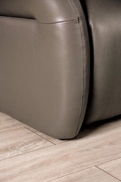 Granucci Gray Real Italian Leather Power Recliner - Ornate Home