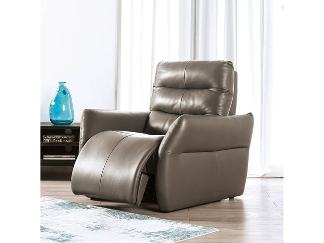 Granucci Gray Real Italian Leather Power Recliner - Ornate Home