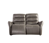 Granucci Gray Real Italian Leather Reclining Living Room Set - Ornate Home