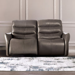 Granucci Gray Real Italian Leather Reclining Living Room Set - Ornate Home