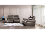 Granucci Gray Real Italian Leather Reclining Living Room Set - Ornate Home