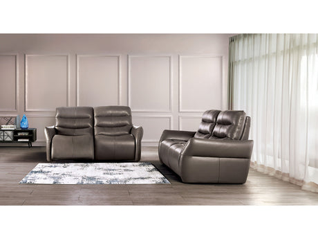 Granucci Gray Real Italian Leather Reclining Living Room Set - Ornate Home