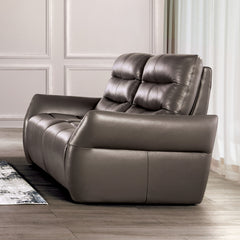 Granucci Gray Real Italian Leather Reclining Living Room Set - Ornate Home