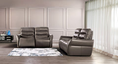 Granucci Gray Real Italian Leather Reclining Loveseat - Ornate Home