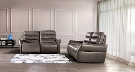 Granucci Gray Real Italian Leather Reclining Sofa - Ornate Home