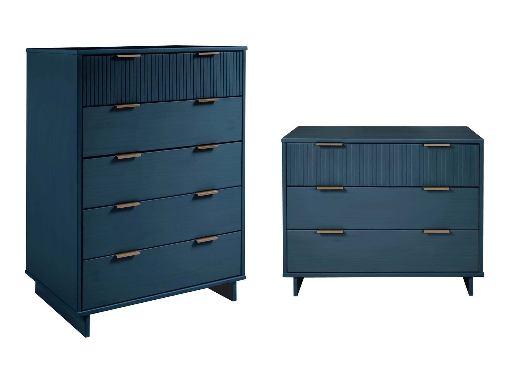 Granville 2-Piece Granville Tall Chest and Standard Dresser Set in Midnight Blue - Ornate Home