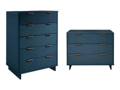 Granville 2-Piece Granville Tall Chest and Standard Dresser Set in Midnight Blue - Ornate Home