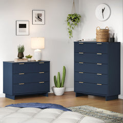Granville 2-Piece Granville Tall Chest and Standard Dresser Set in Midnight Blue - Ornate Home