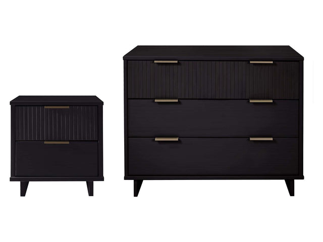 Granville 2-Piece Standard Dresser and Nightstand Set in Black - Ornate Home