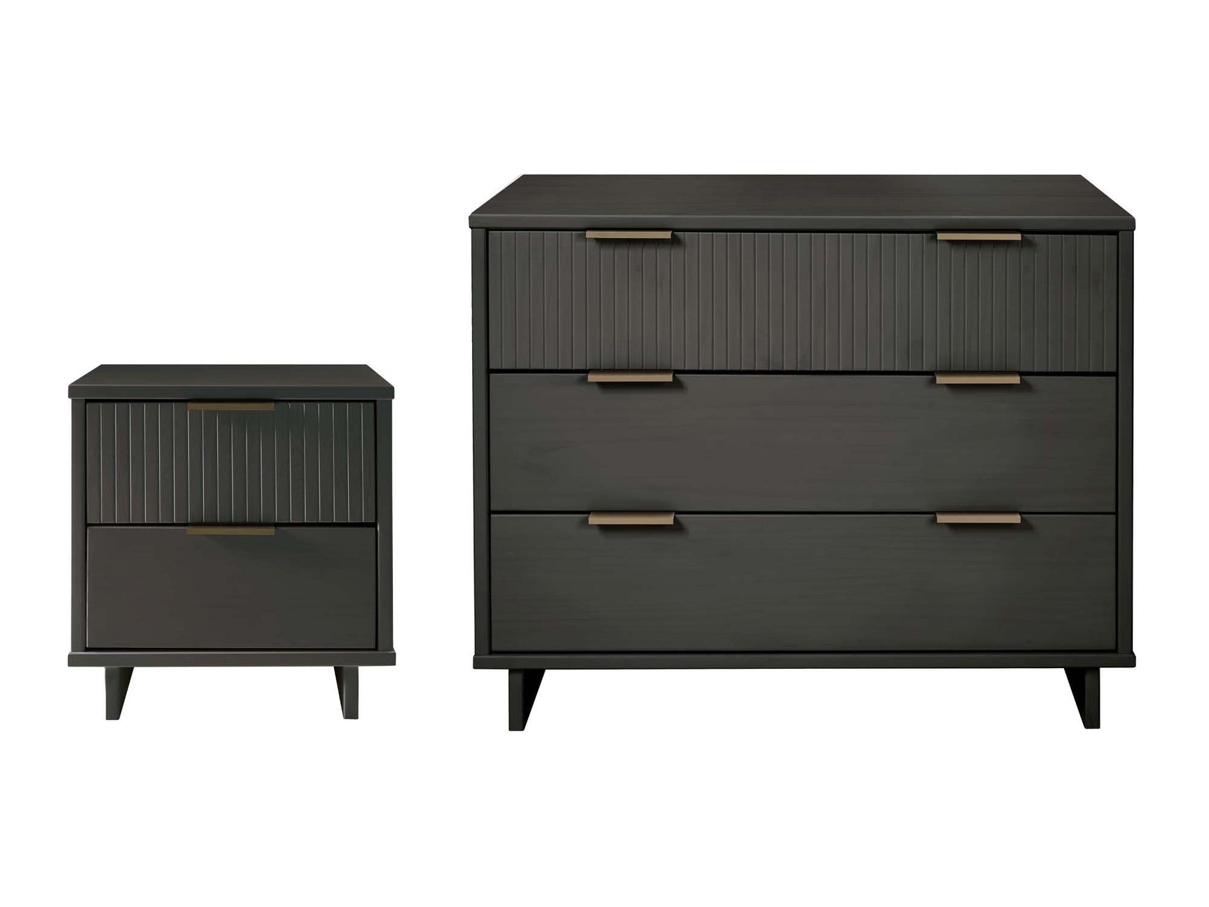 Granville 2-Piece Standard Dresser and Nightstand Set in Dark Grey - Ornate Home