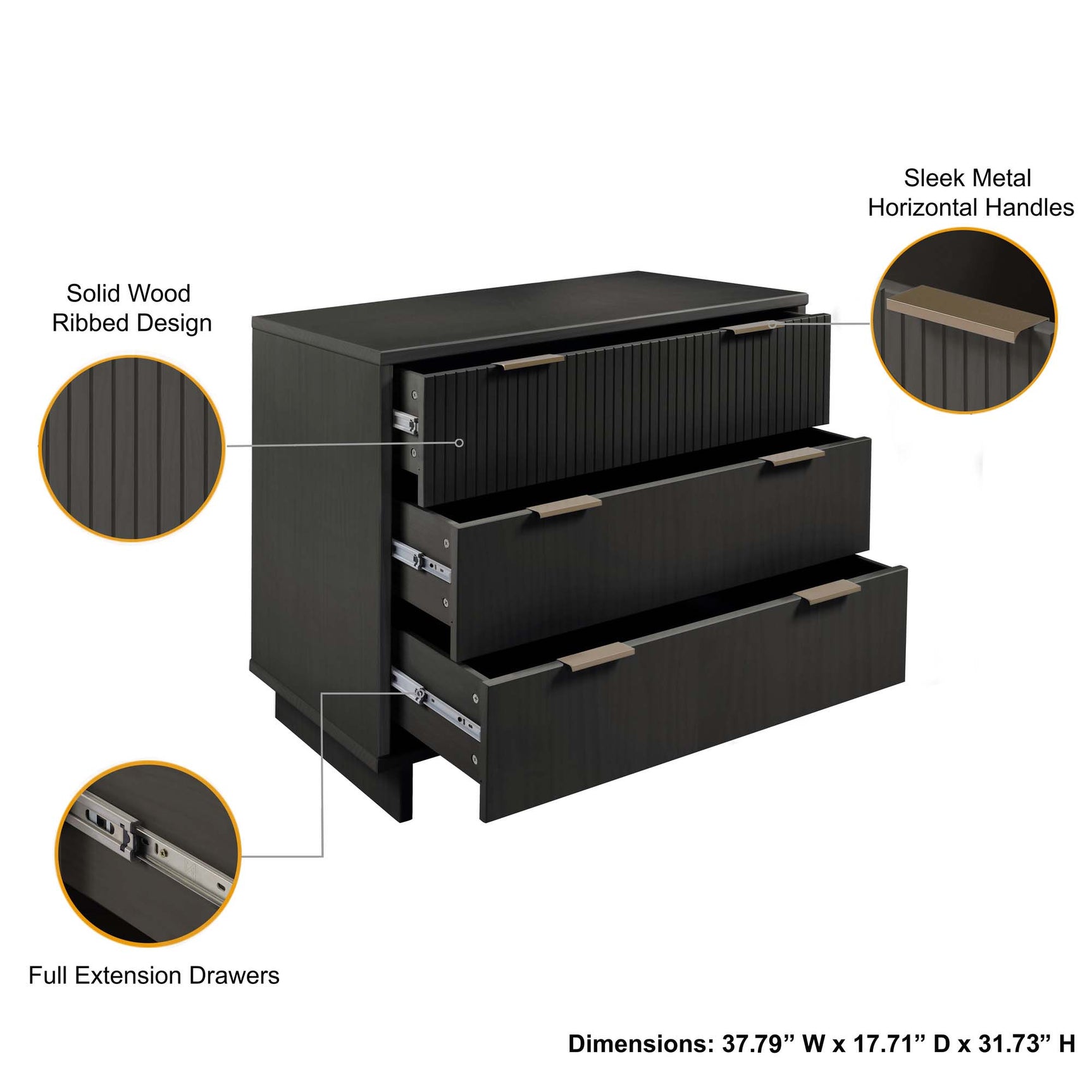 Granville 2-Piece Standard Dresser and Nightstand Set in Dark Grey - Ornate Home