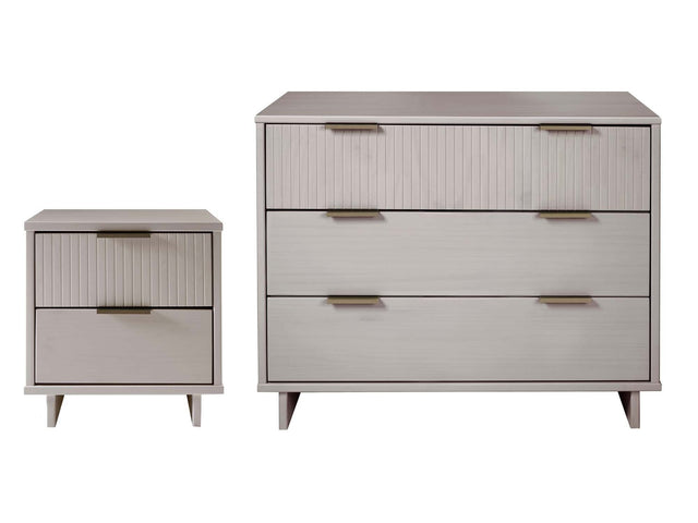 Granville 2-Piece Standard Dresser and Nightstand Set in Light Grey - Ornate Home
