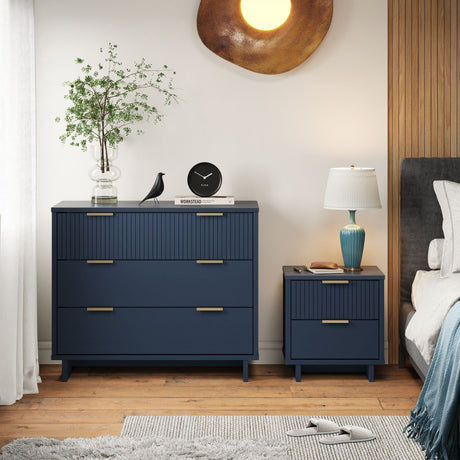 Granville 2-Piece Standard Dresser and Nightstand Set in Midnight Blue - Ornate Home