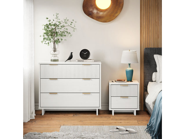 Granville 2-Piece Standard Dresser and Nightstand Set in White - Ornate Home