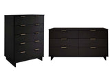 Granville 2-Piece Tall Chest and Double Dresser Set in Black - Ornate Home